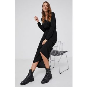 Šaty Answear Lab čierna farba, maxi, áčkový strih vyobraziť