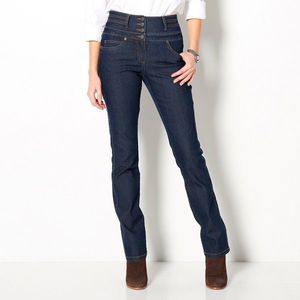 Blancheporte Rovné džínsy s vysokým pásom tmavomodrá 48 vyobraziť