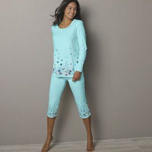 Blancheporte 3/4 pyžamové nohavice s potlačou kvetín bledomodrá 52 vyobraziť