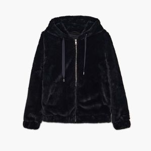 Cropp - Huňatá bunda s kapucňou - Čierna vyobraziť