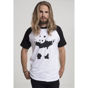 MERCHCODE Pánske tričko MR.TEE Brandalised - Banksys Graffiti Panda Raglan Tee Farba: wht/blk, Veľkosť: M vyobraziť