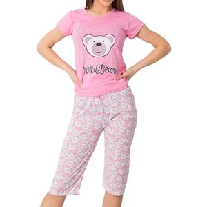 Ružové dámske pyžamo s potlačou medvedíka vyobraziť