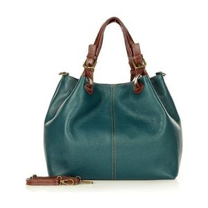 Marco Mazzini smaragdová kožená shopper bag vyobraziť