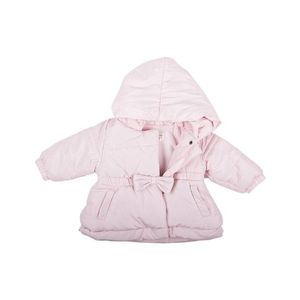 BABALUNO svetloružová zimná bunda s mašĺou v páse vyobraziť
