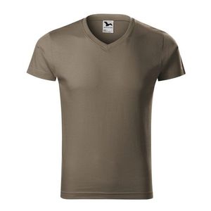 Adler (MALFINI) Pánske tričko Slim Fit V-neck - Army | L vyobraziť