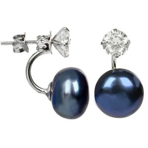 JwL Luxury Pearls Strieborné náušnice s pravou modrou perlou a kryštálom 2v1 JL0225 vyobraziť