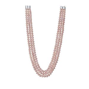 JwL Luxury Pearls Pôvabný trojradové náhrdelník z pravých ružových riečnych perál JL0671 vyobraziť