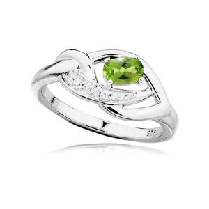 MOISS Luxusný strieborný prsteň s olivínom a zirkónmi RG0000 57 mm vyobraziť