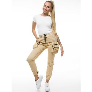 Trendové béžové dámske jogger nohavice O/802 vyobraziť