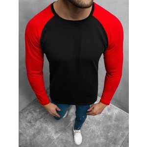 Čierne tričko s červeným dlhým rukávom O/1218 vyobraziť