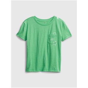 Detské tričko print pocket Zelená vyobraziť