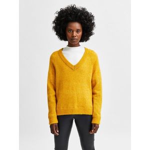 Žltý vlnený sveter Selected Femme Lulu vyobraziť