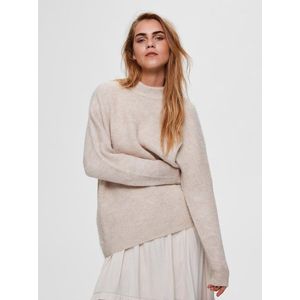 Krémový voľný vlnený sveter Selected Femme Fulu vyobraziť