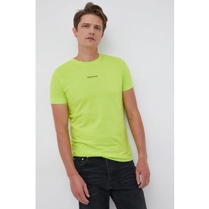 Tričko Calvin Klein Jeans pánske, zelená farba, jednofarebné vyobraziť
