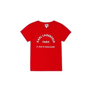 Detské bavlnené tričko Karl Lagerfeld červená farba vyobraziť
