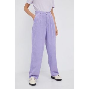 Nohavice Wrangler dámske, fialová farba, široké, vysoký pás vyobraziť