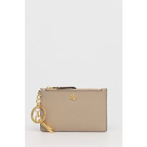 Kožená peňaženka Lauren Ralph Lauren dámska, béžová farba vyobraziť