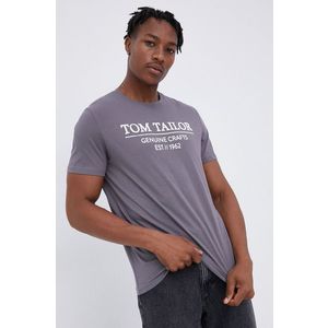 Bavlnené tričko Tom Tailor šedá farba, jednofarebné vyobraziť
