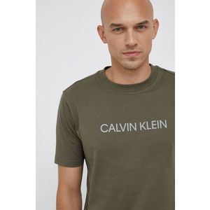 Tričko Calvin Klein Performance pánske, šedá farba, s potlačou vyobraziť