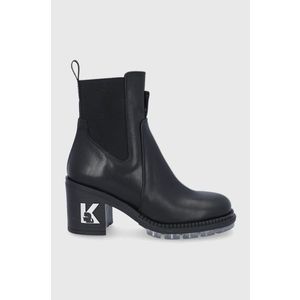 Kožené topánky Chelsea Karl Lagerfeld dámske, čierna farba, na podpätku vyobraziť