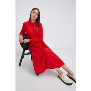 Šaty Calvin Klein červená farba, midi, áčkový strih vyobraziť
