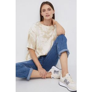 Bavlnené tričko Wrangler béžová farba vyobraziť