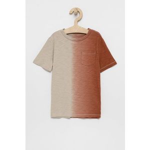 Detské bavlnené tričko GAP hnedá farba, vzorované vyobraziť