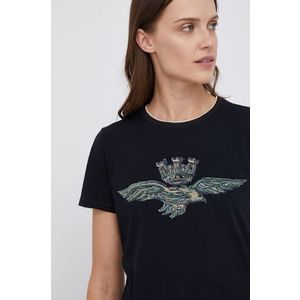 Bavlnené tričko Aeronautica Militare čierna farba vyobraziť