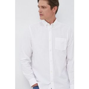Košeľa GAP pánska, biela farba, slim, s golierom button-down vyobraziť