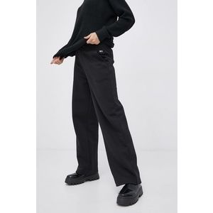 Nohavice Tommy Jeans dámske, čierna farba, jednofarebné vyobraziť