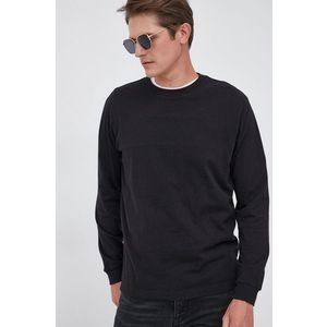 Bavlnené tričko s dlhým rukávom GAP čierna farba, jednofarebné vyobraziť