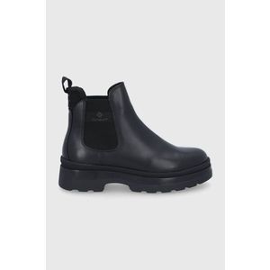 Kožené topánky Chelsea Gant dámske, čierna farba, na platforme, jemne zateplené vyobraziť