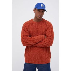 Vlnený sveter Levi's pánsky, oranžová farba, teplý vyobraziť