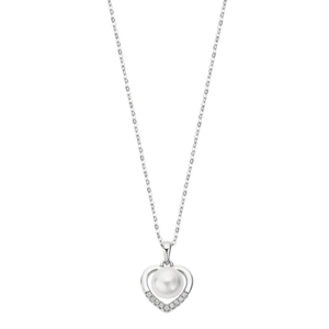 Lotus Silver Romantický strieborný náhrdelník s čírymi zirkónmi a syntetickou perlou LP3308-1 / 1 vyobraziť