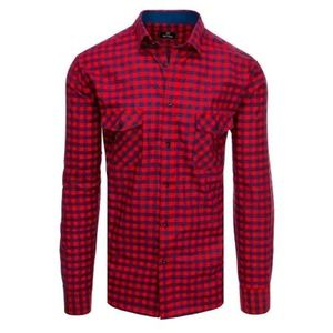 Pánska košeľa so vzorom a dlhým rukávom červeno modrá vyobraziť