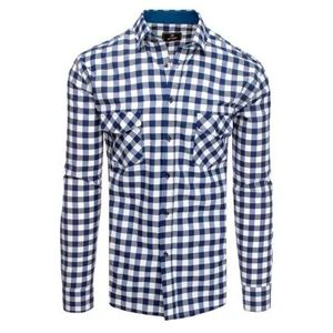 Pánska košeľa so vzorom a dlhým rukávom bielo modrá vyobraziť