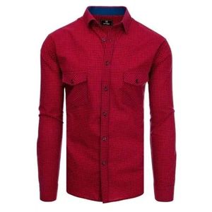 Pánska košeľa so vzorom a dlhým rukávom červená vyobraziť