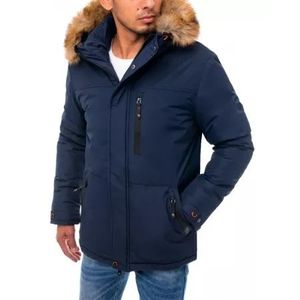 Pánska zimná bunda s kapucňou tmavo modrá HEAT vyobraziť