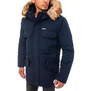 Pánska zimná bunda s kapucňou tmavo modrá CLIMATE vyobraziť
