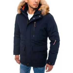 Pánska zimná bunda s kapucňou tmavo modrá FALL vyobraziť