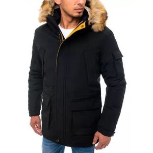 Pánska zimná bunda zateplená s kapucňou čierna SKI vyobraziť