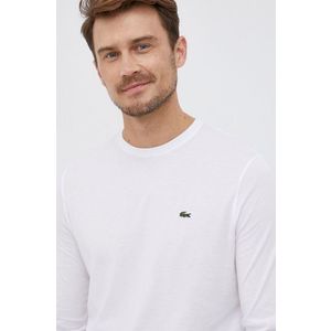 Bavlnené tričko s dlhým rukávom Lacoste TH2040-031, biela farba, jednofarebné vyobraziť