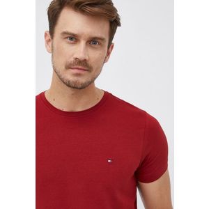 Tričko Tommy Hilfiger pánske, červená farba, jednofarebné vyobraziť