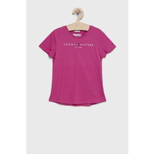 Detské bavlnené tričko Tommy Hilfiger ružová farba vyobraziť