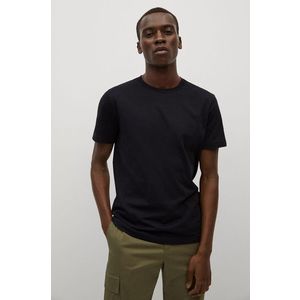 Bavlnené tričko Mango Man CHERLO čierna farba, jednofarebné vyobraziť