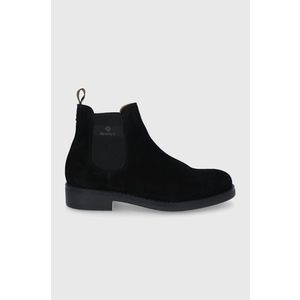 Semišové topánky Chelsea Gant Brookly pánske, čierna farba vyobraziť