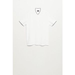 Polo tričko Mango Man Branch pánske, biela farba, jednofarebné vyobraziť