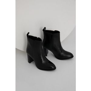 Kožené členkové topánky Answear Lab dámske, čierna farba, na podpätku, jemne zateplené vyobraziť