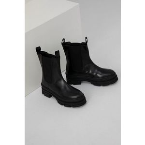 Kožené topánky Chelsea Answear Lab dámske, čierna farba, na plochom podpätku, jemne zateplené vyobraziť