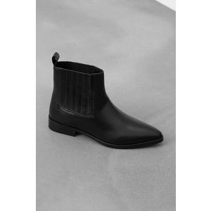 Kožené topánky Chelsea Answear Lab dámske, čierna farba, na plochom podpätku, jemne zateplené vyobraziť